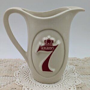 Vintage Seagram's 7 Whisky Ceramic / Porcelain Bar Pitcher